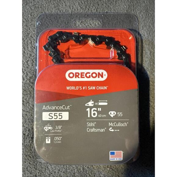OREGON S55 AdvanceCut Chainsaw Chain for 16-Inch Bar, 3/8" Low Profile, 55 Drive - Picture 1 of 2